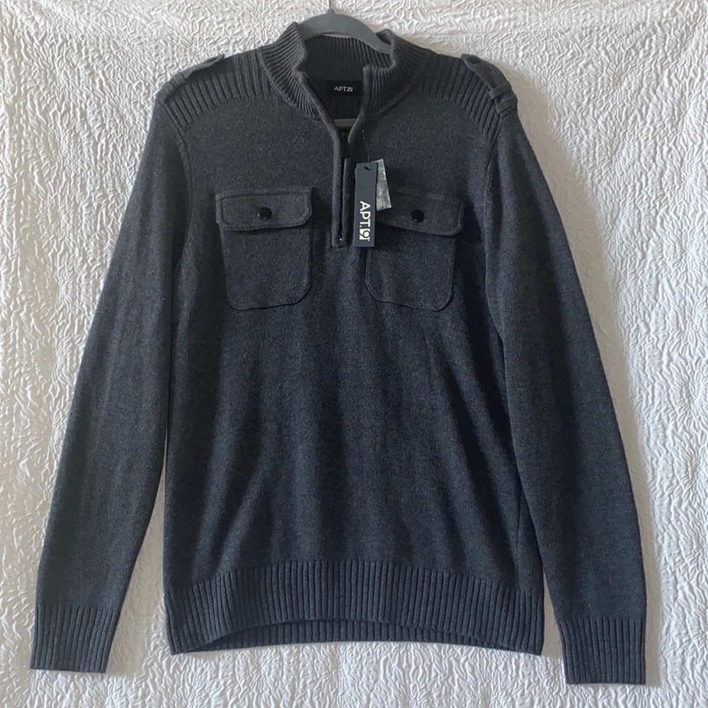 APT. 9 1/4 Zip Mock Neck Long Sleeve Sweater